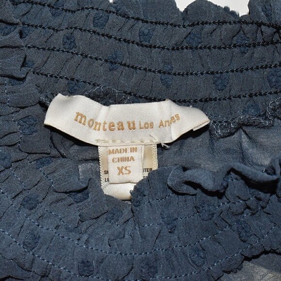 Monteau Swiss Dot Semi Sheer 3/4 Sleeve Blouse Size XS - Picture 3 of 14